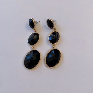 Black 3-stone Drop Earrings